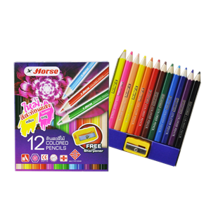 Picture of ดินสอสีไม้สั้น ตราม้า 12สี แถมฟรี กบเหลาในกล่อง