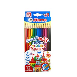 Picture of ตราม้า ดินสอสีไม้ ลบได้ แท่งเหลี่ยม พร้อมยางลบ 12สี