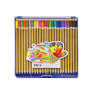 Picture of ตราม้า ดินสอสีไม้ แท่งยาว 24สี + ดินสอ 2B ด้ามทอง