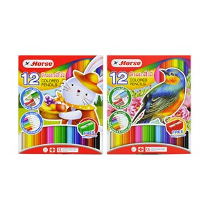 Picture of ตราม้า ดินสอสีไม้ แท่งสั้น พร้อมกบเหลา 12สี H-500