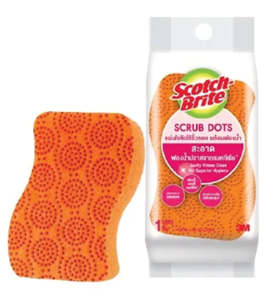 Picture of สก๊อตช์-ไบรต์ แผ่นใยขัดพร้อมฟองน้ำสครับดอท HD รุ่นรุ่นไร้ริ้วรอย ส้ม SCRUB DOTS NS 3M Scotch-Brite