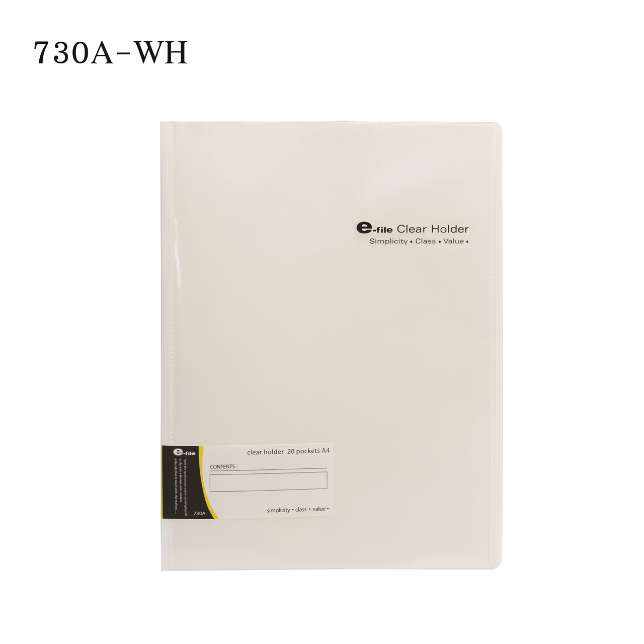 รูปภาพของ แฟ้มโฮลเดอร์ 20 ซองปกทึบ e-file730A-WH