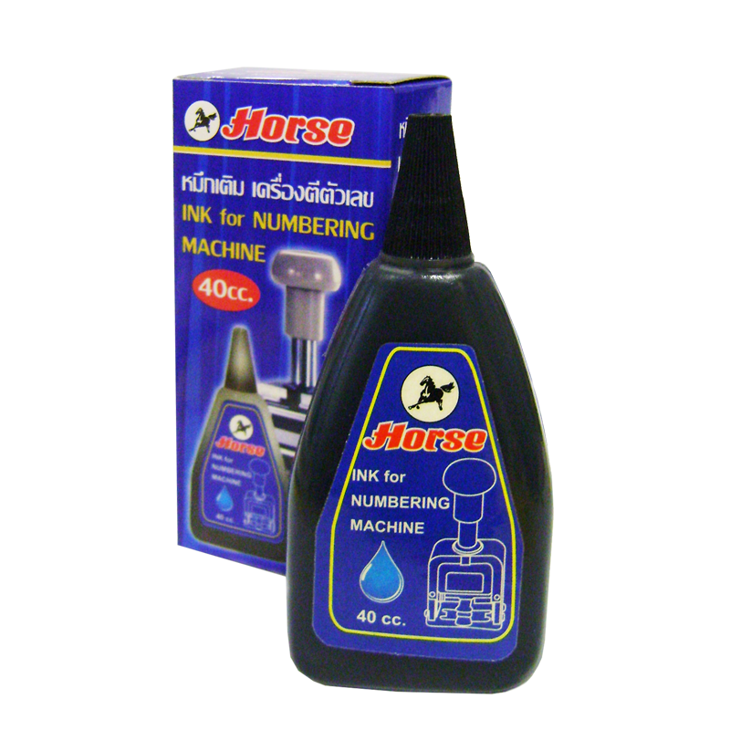 Picture of หมึกเติมเครื่องตีเบอร์สีดำ ตราม้า 40 CC. 