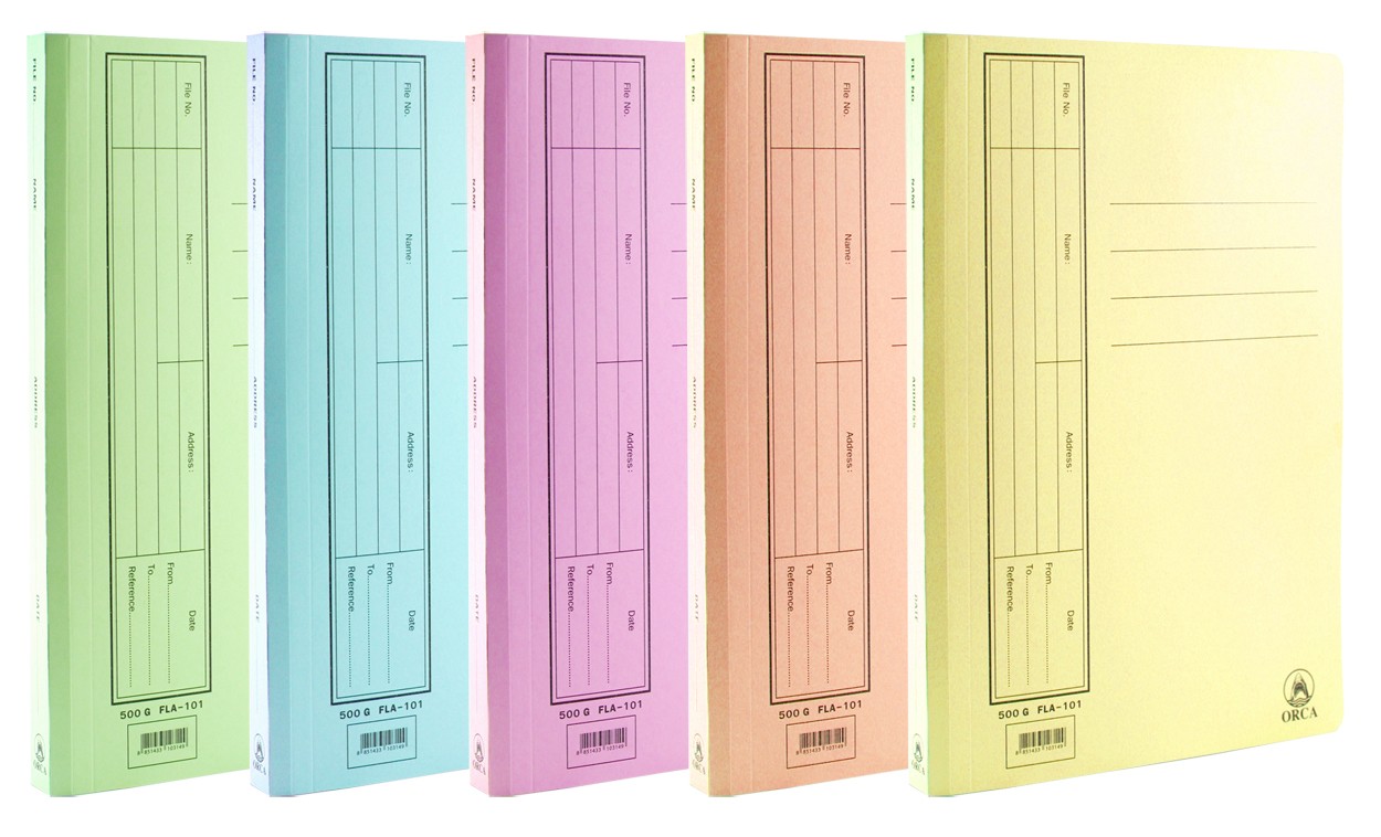 รูปภาพของ แฟ้มเจาะกระดาษ ออร์ก้า FLA-101, A4 สีส้มพร้อมลิ้นแฟ้มพลาสติก