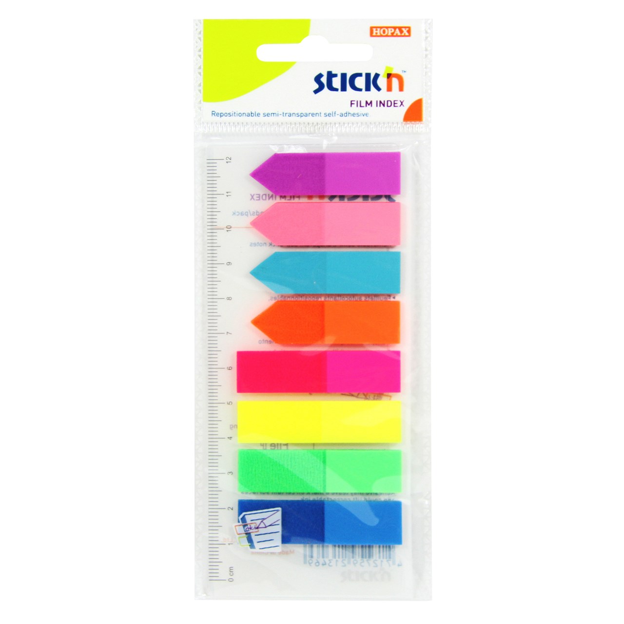 รูปภาพของ สติ๊ก'เอ็น 21346, 4.5 x 1.2 ซม. นีออน 8 สี/แพ็ค ฟิล์มดัชนี 25 แผ่น/สี