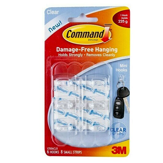 Picture of คอมมานด์ 3M ตะขอใส พร้อมเทปกาวใส ขนาดเล็ก 17006CLR MINI CLEAR HOOKS WITH CLEAR STRIPS