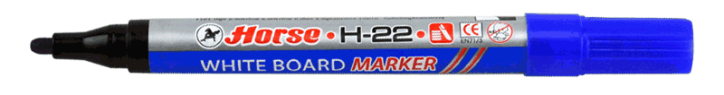 รูปภาพของ ปากกาไวท์บอร์ดหัวกลม ตราม้า H-22 น้ำเงิน 