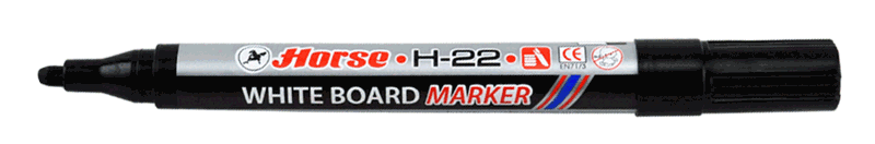 รูปภาพของ ปากกาไวท์บอร์ดหัวกลม ตราม้า H-22 ดำ 