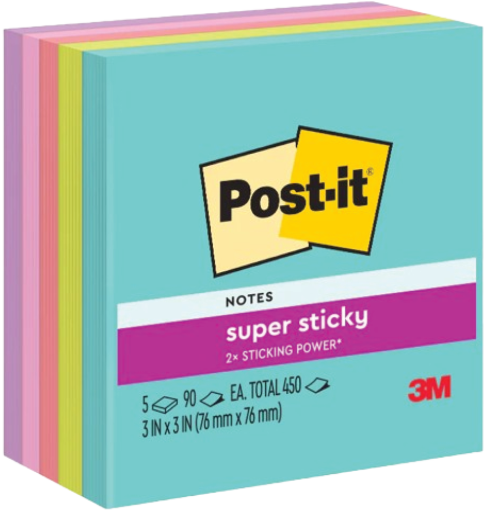 รูปภาพของ โพสต์-อิท โน๊ต 654-5SSMIA คละสีสะท้อนแสง 3 x 3"(5 เล่ม)(1x24)