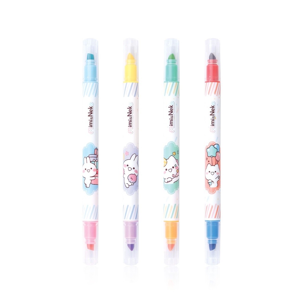 Picture of ปากกาเน้นข้อความ 2หัว ควอนตั้ม QHP-790 มินิเนโกะ เหลือง/ม่วง