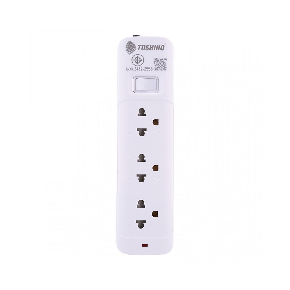 รูปภาพของ รางปลั๊กไฟโตชิโน SO-32 3จุด,1สวิทช์,2เมตร (มอก) 10A/2300W