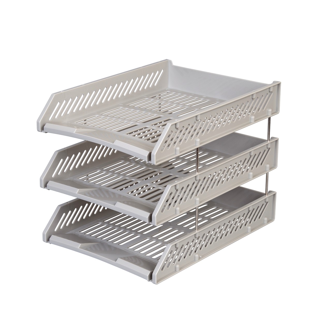 รูปภาพของ ตราช้าง ถาดเอกสารพลาสติก 3ชั้น เทา Document Tray