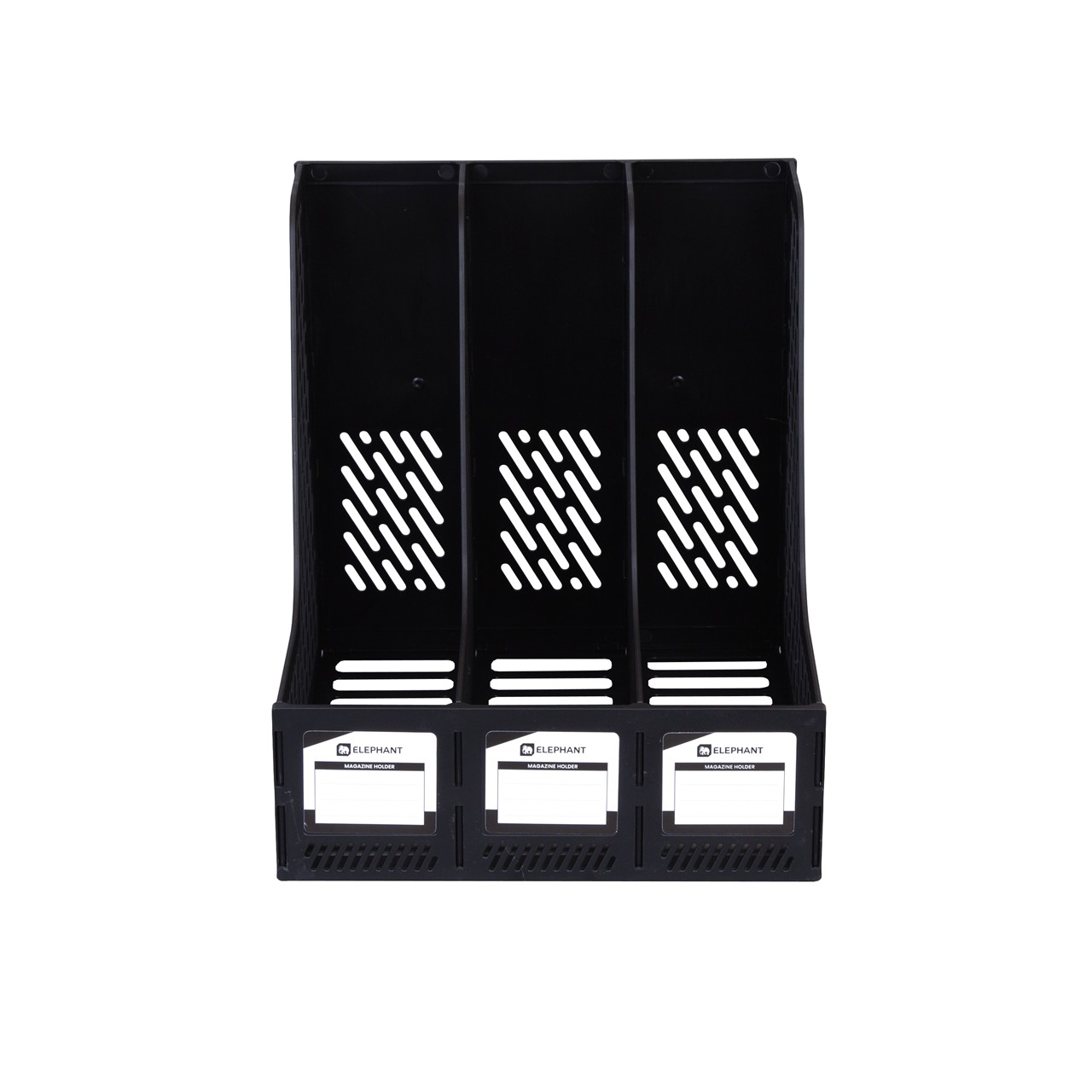 รูปภาพของ ตราช้าง กล่องเอกสารพลาสติก 3ช่อง ดำ Magazine Holder