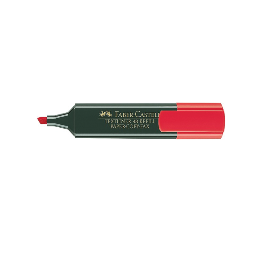 รูปภาพของ ปากกาเน้นข้อความ เฟเบอร์คาสเทล (Faber Castell) FLU แดง ด้ามดำ