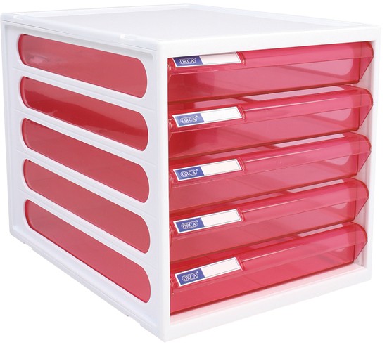 รูปภาพของ ตู้เอกสาร ออร์ก้า CFB-5 โครงขาว ลิ้นชักชมพูใส, 25(ก) x 34(ย) x 26(ส) ซม.