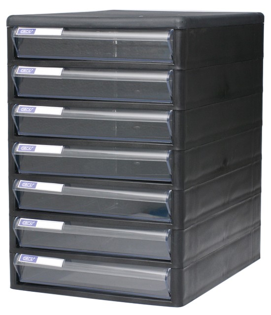 รูปภาพของ ตู้เอกสาร ออร์ก้า TCB-7 โครงดำ ลิ้นชักใส 25.5x34x37.5