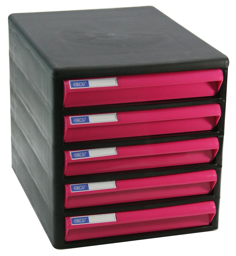 Picture of ตู้เอกสาร ออร์ก้า CBN-5 โครงดำ-ลิ้นชมพทึบ 25.5 x 34 x 27.5 ซม.