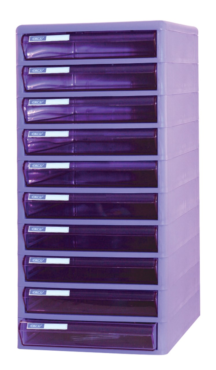 รูปภาพของ ตู้เอกสาร ออร์ก้า TCB-10 โครงม่วง ลิ้นชักม่วงใส